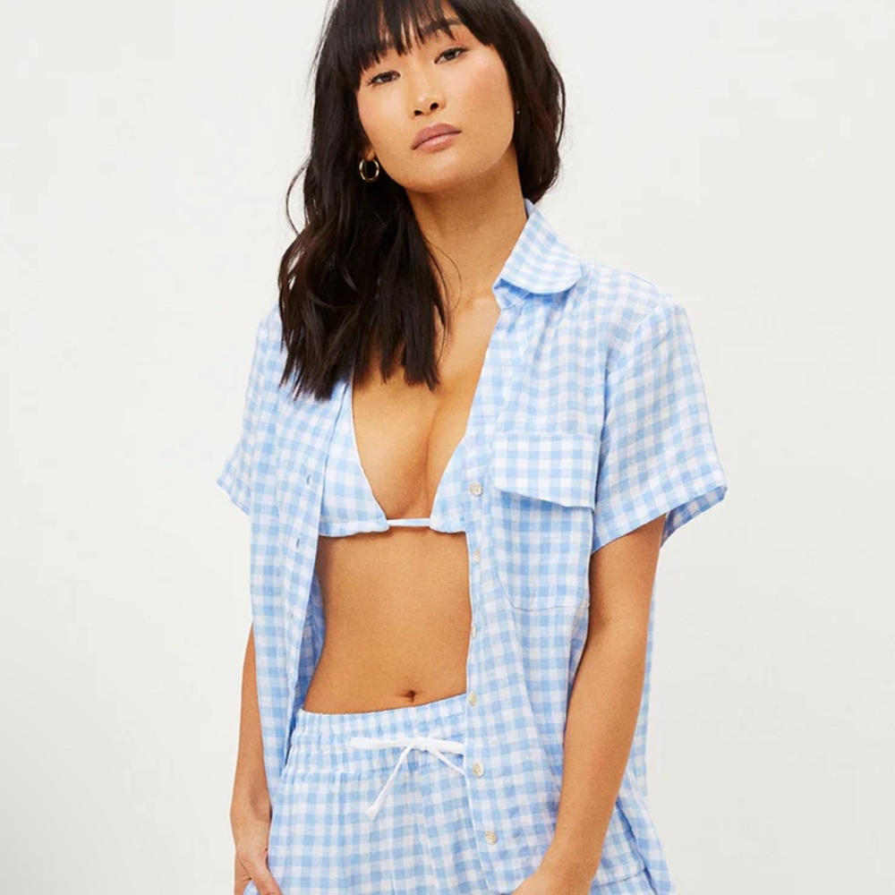 Frankies Bikinis Lou Linen Top